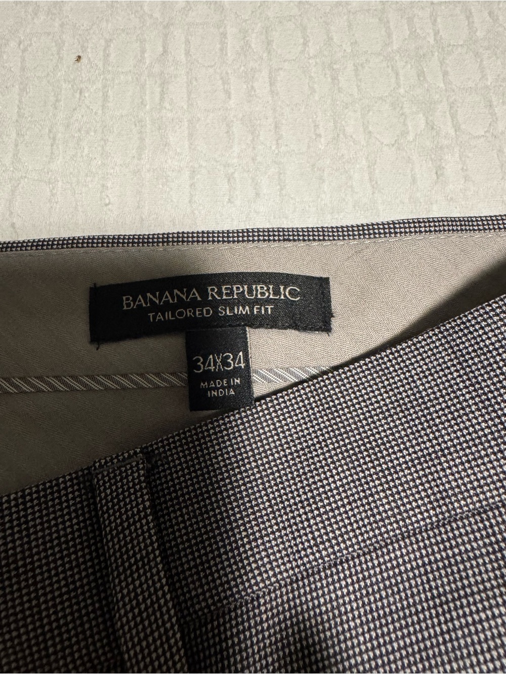 34x34 Banana Republic Tailored Slim Fit Micro-Check Suit Pants - Gray